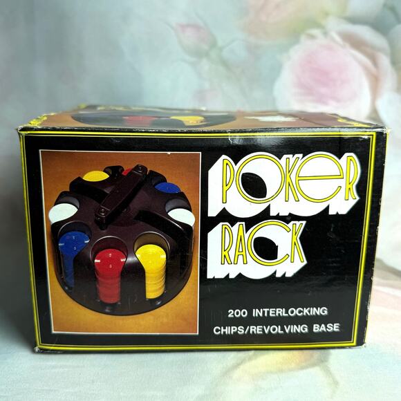 Vintage 70s Revolving Poker Rack With 200 Interlocking Chips - Picture 5 of 6